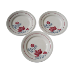Set de 3 assiettes à dessert en faïence de longwy modèle véronique diam 21 cm Set de 3 assiettes à dessert en faïence de longwy modèle véronique diam 21 cm