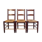 Set 3 chaises brutalistes paillées Set 3 chaises brutalistes paillées