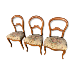 Set de 3 chaises louis philippe tapisses