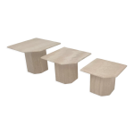 Set de 3 tables basses ou d appoint en travertin italien, années 1980 Set de 3 tables basses ou d appoint en travertin italien, années 1980