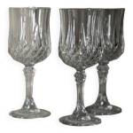 Set de 3 verres  vins - cristal d'arques  longchamps