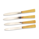 Set de 4 anciens couteaux de table inox et bakelite