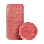 Set de 4 assiettes et 1 plat rose