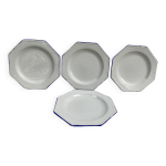 Set de 4 assiettes octogonales perles en terre vernisse 1950