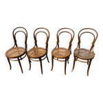 Set de 4 chaises bistrot en bois et cannage