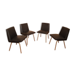 Set de 4 chaises de bureau en ska noir vintage