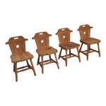 Set de 4 chaises de salle à manger tyroliennes vintage en pin, 1970s, Set de 4 chaises de salle à manger tyroliennes vintage en pin, 1970s,