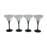 Set de 4 verres  martini  pied noir - cristal d'arques, luminarc - annes 70 / 80