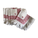 Set de 5 serviettes blanches et rouges