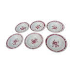Set de. 6 assiettes creuses art dco fleurs rouge badonviller