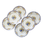Set de 6 assiettes plates boch, service fructidor, vintage Set de 6 assiettes plates boch, service fructidor, vintage