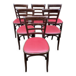 Set de 6 chaises bistrot brasserie bentwood bistrot chair shabby chic baumann thonet simili cuir