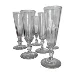 Set de 6 coupes � champagne 19e � cotes plates en cristal assorties
