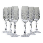 Set de 6 fltes  champagne en cristal de lorraine taill main