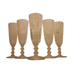 Set de 6 flutes a champagne cristal taillé cotes plates baccarat saint louis 19ème Set de 6 flutes a champagne cristal taillé cotes plates baccarat saint louis 19ème