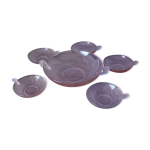 Set de 6 ramequins en verre moulés rose art déco Set de 6 ramequins en verre moulés rose art déco