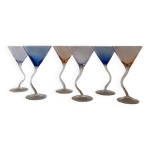 Set de 6 verres  cocktail dansant multicolor, 1990
