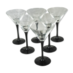 Set de 6 verres  martini  pied noir - cristal d'arques, luminarc - annes 70 / 80