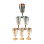 Set de 6 verres  pied vin ou liqueur dcor traits gravs art dco