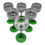 Set de 6 verres  vin blanc  pied vert en cristal