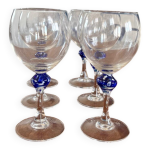 Set de 6 verre a vin luminarc made in france vintage verre avec boule en verre souffl bleu