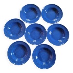 Set de 7 assiettes creuses émaillées bleu nuit Set de 7 assiettes creuses émaillées bleu nuit