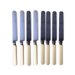 Set de 8 grands couteaux touron paris lame acier manche corne monogramms