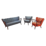 Set canapé / 2 fauteuils années 50 / 60 scandinave Set canapé / 2 fauteuils années 50 / 60 scandinave