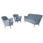Set canapé et 2 fauteuils vintage années 50 / 60 organique vintage tissus original Set canapé et 2 fauteuils vintage années 50 / 60 organique vintage tissus original