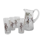 Set carafe et 4 verres cristal villeroy & boch 1950