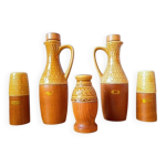 Set à condiments, céramique et bois 1970 Set à condiments, céramique et bois 1970