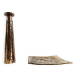 Set coupelle cendrier et bougeoir brutaliste en bronze, france, circa 1980