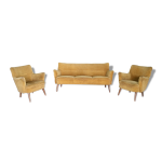 Set de salon canapé sofa 2 fauteuils années 50 d'époque Set de salon canapé sofa 2 fauteuils années 50 d'époque