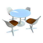 Set table et chaise arkana tulipe par maurice bruke