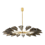 Simone malachin. lustre  toile  en verre de murano. contemporain.