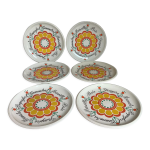 Six assiettes  fromages  fleurs vintage