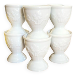 Six coquetiers  trfles  en porcelaine - 1970.