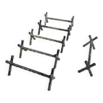 Six porte - couteaux tr�teaux, motif bambou, m�tal argent�