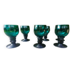 Six verres roemer en cristal souffl de couleurs verts au dcor  pastilles