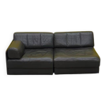 Sofa modulable 2 places de sede ds - 76 / canap� - lit cuir noir (ann�es 1970)