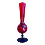 Soliflore vase en verre soufflé rouge et bleu - style murano - 29 cm Soliflore vase en verre soufflé rouge et bleu - style murano - 29 cm