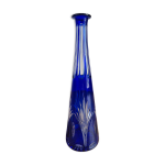 Soliflore vintage en cristal taillé bleu Soliflore vintage en cristal taillé bleu