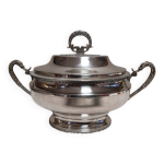 Soupi�re ancienne en m�tal argent� anses d�cor�es style classique