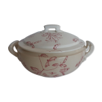 Soupière motif chevrefeuille terre de fer , salins , en porcelaine Soupière motif chevrefeuille terre de fer , salins , en porcelaine