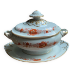 Soupi�re ovale en porcelaine rouille et rouge - orange vista alegre prat