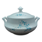 Soupire en porcelaine blanche fd chauvigny france, motif myosotis