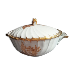 Soupire en procelaine de limoges blanche et dore