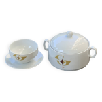 Soupiere et saucire en porcelaine blanche, schirnding bavaria, vintage 70