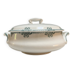 Soupire en terre de fer - ravissant dcor floral stylis vert