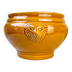 Soupière tête de lion en céramique vintage - miel, made in france Soupière tête de lion en céramique vintage - miel, made in france